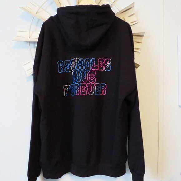 NWOT Men's Assholes Live Forever Black‎ Hoodie Size XXL - Picture 1 of 6